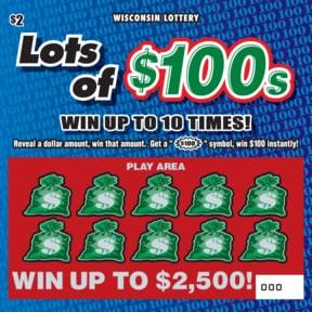 Lots of $100s instant scratch ticket from Wisconsin Lottery - unscratched Lots of $100s instant scratch ticket from Wisconsin Lottery - unscratched