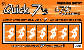 Quick 7's instant scratch ticket from Wisconsin Lottery - unscratched Quick 7's instant scratch ticket from Wisconsin Lottery - unscratched
