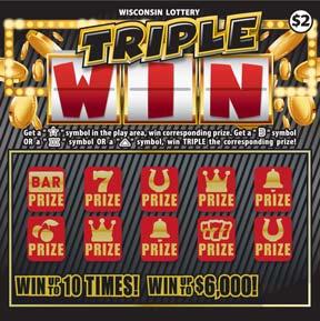 Triple Win instant scratch game Triple Win instant scratch ticket from Wisconsin Lottery - unscratched