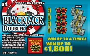 Blackjack Doubler instant scratch ticket from Wisconsin Lottery - unscratched