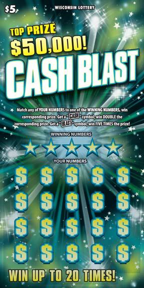 Cash Blast instant scratch game Cash Blast instant scratch ticket from Wisconsin Lottery - unscratched