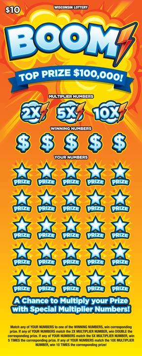 Boom instant scratch ticket from Wisconsin Lottery - unscratched