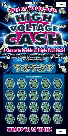 High Voltage Cash instant scratch game High Voltage Cash instant scratch ticket from Wisconsin Lottery - unscratched