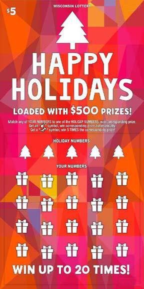 Happy Holidays instant scratch game Happy Holidays instant scratch ticket from Wisconsin Lottery - unscratched