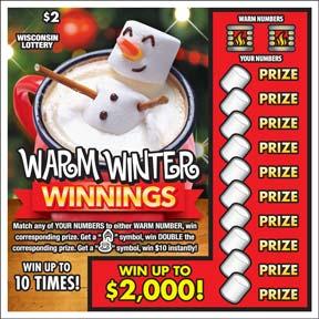 Warm Winter Winnings instant scratch game Warm Winter Winnings instant scratch ticket from Wisconsin Lottery - unscratched