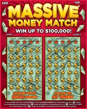 Massive Money Match instant scratch ticket from Wisconsin Lottery - unscratched