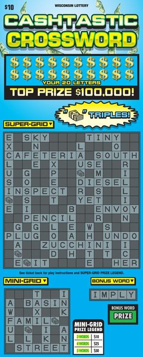 Cashtastic Crossword instant scratch game Cashtastic Crossword instant scratch ticket from Wisconsin Lottery - unscratched