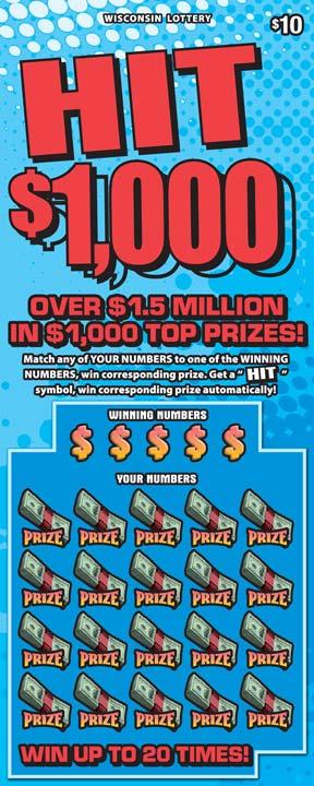 Hit $1,000 instant scratch game Hit $1,000 instant scratch ticket from Wisconsin Lottery - unscratched