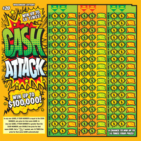 Cash Attack instant scratch game Cash Attack instant scratch ticket from Wisconsin Lottery - unscratched