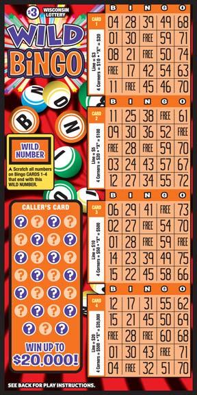 Wild Bingo instant scratch game Wild Bingo instant scratch ticket from Wisconsin Lottery - unscratched