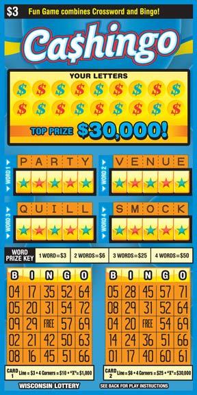 Cashingo instant scratch game Cashingo instant scratch ticket from Wisconsin Lottery - unscratched