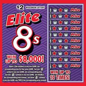 Elite 8s instant scratch ticket from Wisconsin Lottery - unscratched