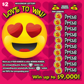 Love to Win instant scratch game Love to Win instant scratch ticket from Wisconsin Lottery - unscratched