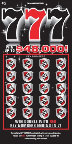 777 instant scratch ticket from Wisconsin Lottery - unscratched