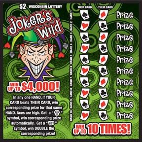 Joker's Wild instant scratch game Joker's Wild instant scratch ticket from Wisconsin Lottery - unscratched