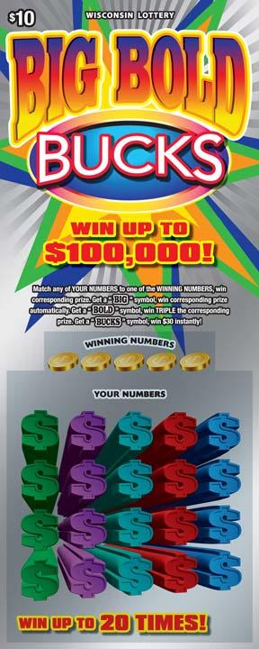 Big Bold Bucks instant scratch game Big Bold Bucks instant scratch ticket from Wisconsin Lottery - unscratched