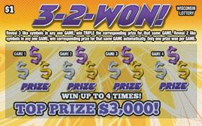 3-2-1 instant scratch ticket from Wisconsin Lottery - unscratched