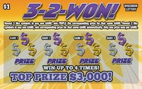 3-2-1 instant scratch game 3-2-1 instant scratch ticket from Wisconsin Lottery - unscratched