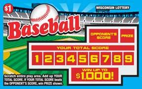 Baseball instant scratch ticket from Wisconsin Lottery - unscratched