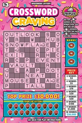 Crossword Craving instant scratch game Crossword Craving instant scratch ticket from Wisconsin Lottery - unscratched