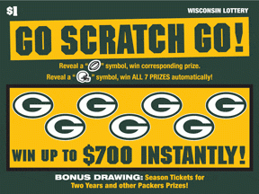 Go Scratch Go instant scratch ticket from Wisconsin Lottery - unscratched