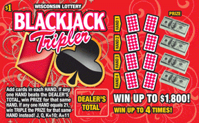 Blackjack Tripler instant scratch game Blackjack Tripler instant scratch ticket from Wisconsin Lottery - unscratched