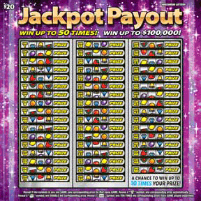 Jackpot Payout instant scratch game Jackpot Payout instant scratch ticket from Wisconsin Lottery - unscratched