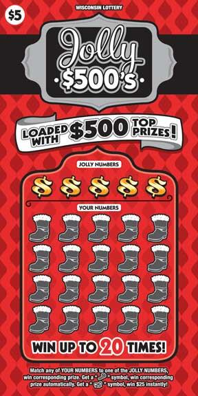 Jolly $500s instant scratch game Jolly $500s instant scratch ticket from Wisconsin Lottery - unscratched