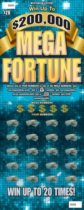Mega Fortune instant scratch ticket from Wisconsin Lottery - unscratched Mega Fortune instant scratch ticket from Wisconsin Lottery - unscratched
