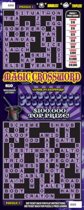 Magic Crossword instant scratch ticket from Wisconsin Lottery - unscratched