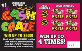 Cash Craze instant scratch ticket from Wisconsin Lottery - unscratched