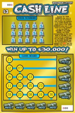 Cash Line instant scratch ticket from Wisconsin Lottery - unscratched