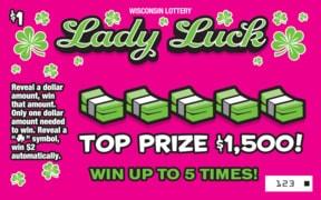 Lady Luck instant scratch ticket from Wisconsin Lottery - unscratched