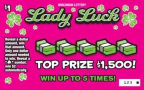 Lady Luck instant scratch ticket from Wisconsin Lottery - unscratched Lady Luck instant scratch ticket from Wisconsin Lottery - unscratched