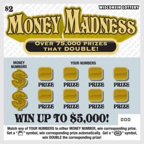 Money Madness instant scratch ticket from Wisconsin Lottery - unscratched