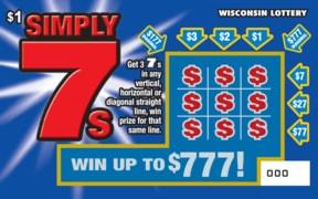 Simply 7s instant scratch ticket from Wisconsin Lottery - unscratched Simply 7s instant scratch ticket from Wisconsin Lottery - unscratched