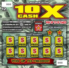 10X Cash instant scratch ticket from Wisconsin Lottery - unscratched