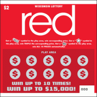 Red White Blue instant scratch ticket from Wisconsin Lottery - unscratched Red White Blue instant scratch ticket from Wisconsin Lottery - unscratched