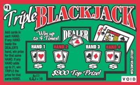 Triple Blackjack instant scratch ticket from Wisconsin Lottery - unscratched Triple Blackjack instant scratch ticket from Wisconsin Lottery - unscratched