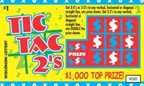 Tic Tac 2's instant scratch ticket from Wisconsin Lottery - unscratched Tic Tac 2's instant scratch ticket from Wisconsin Lottery - unscratched