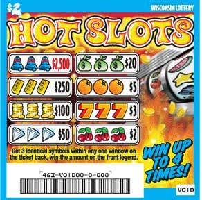 Hot Slots instant scratch ticket from Wisconsin Lottery - unscratched Hot Slots instant scratch ticket from Wisconsin Lottery - unscratched