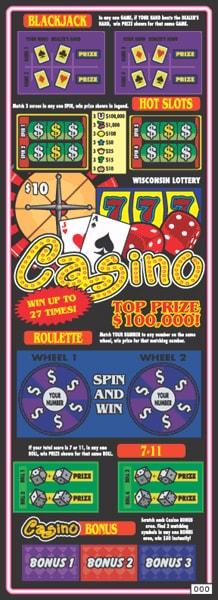 Casino instant scratch ticket from Wisconsin Lottery - unscratched Casino instant scratch ticket from Wisconsin Lottery - unscratched