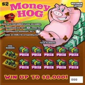 Money Hog instant scratch ticket from Wisconsin Lottery - unscratched Money Hog instant scratch ticket from Wisconsin Lottery - unscratched
