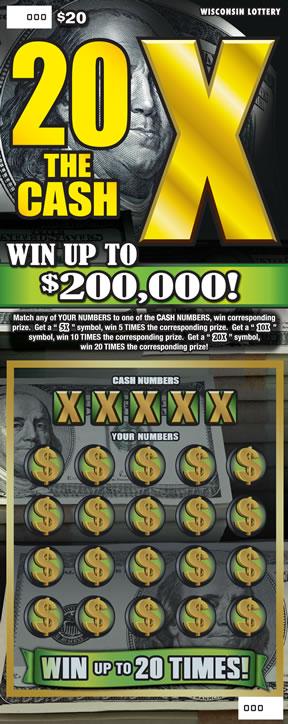 20X the Cash instant scratch ticket from Wisconsin Lottery - unscratched 20X the Cash instant scratch ticket from Wisconsin Lottery - unscratched