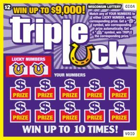 Triple Luck instant scratch ticket from Wisconsin Lottery - unscratched Triple Luck instant scratch ticket from Wisconsin Lottery - unscratched