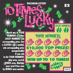 10 Times Lucky instant scratch ticket from Wisconsin Lottery - unscratched 10 Times Lucky instant scratch ticket from Wisconsin Lottery - unscratched
