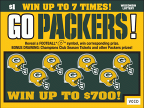 Go Packers instant scratch ticket from Wisconsin Lottery - unscratched