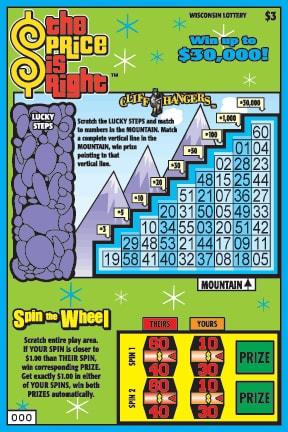 The Price is Right instant scratch ticket from Wisconsin Lottery - unscratched The Price is Right instant scratch ticket from Wisconsin Lottery - unscratched