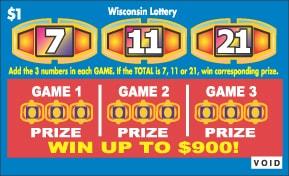 7-11-21 instant scratch ticket from Wisconsin Lottery - unscratched