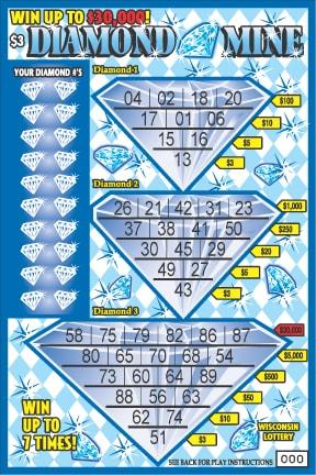 Diamond Mine instant scratch ticket from Wisconsin Lottery - unscratched